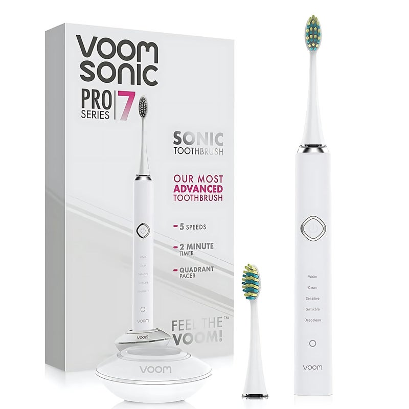 Voom Sonic Pro 7 Electric Toothbrush for Adults Sonicare Electric Toothbrush with 40000 VPM w 5 Deep Clean Modes Rechargeable Toothbrushes Fast Charge 4 Hours Last 8Weeks